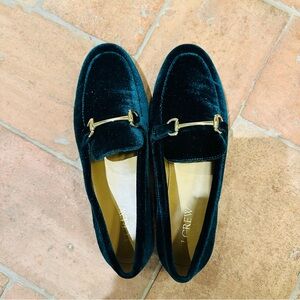 J. Crew Velvet Loafers with Gold Accent
